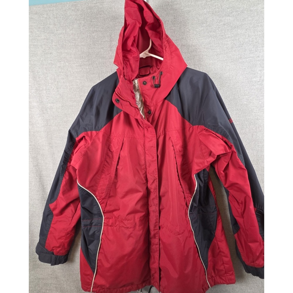 Columbia Womens L Core Interchange Ski Snow Jacket Coat Red Zip Up Hooded